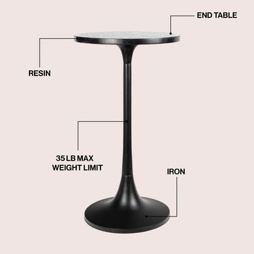 Nysha 25" Modern Bohemian Metal/Resin Inlay Top End Table